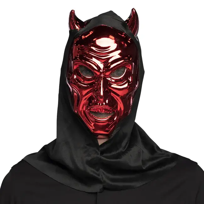 Gezichtsmasker Verblindende duivel met kap Rood