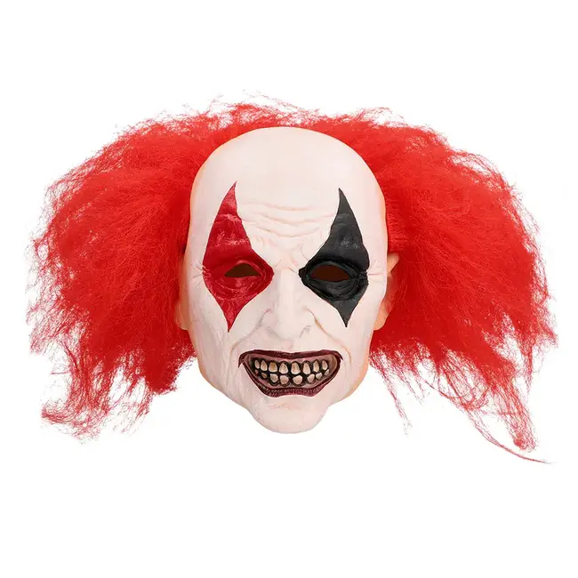 Latex hoofdmasker Ruddy clown met haar
