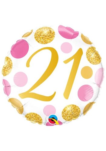 Folieballon 21 Pink & Gold Dots 