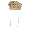 Fever Fever Deluxe Sequin Studded Captains Hat - Gold with Chain