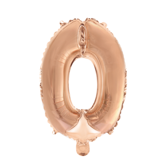 Globos Folieballon cijfer 0 Rosé Gold - lucht gevuld - 41cm