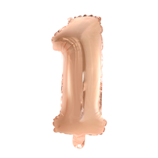 Globos Folieballon cijfer 1 Rosé Gold - lucht gevuld - 41cm
