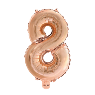 Globos Folieballon cijfer 8 Rosé Gold - lucht gevuld - 41cm
