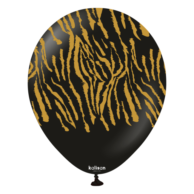 Helium Ballon Tijger Print - Black & Gold (28cm)