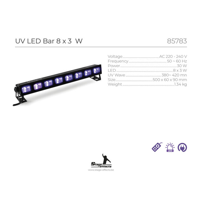 Uv Led Bar 8 X 3W