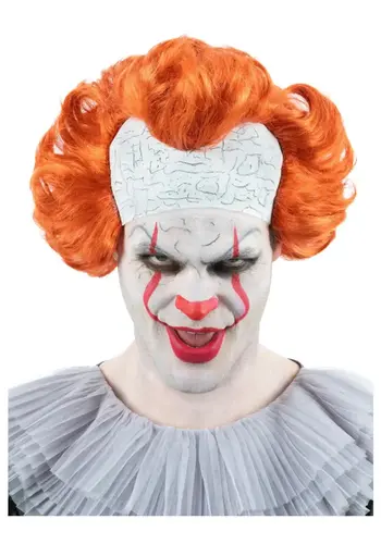 Pruik IT Chapter Two Pennywise, met latex kaal hoofd 