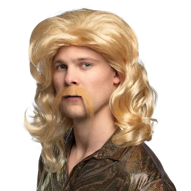 Pruik Barry met Snor - Blond