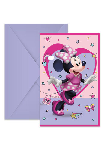 Minnie Mouse Uitnodigingen - 6 stuks 