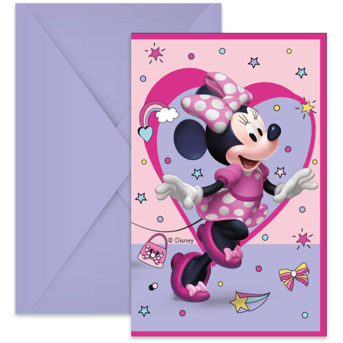 Minnie Mouse Uitnodigingen - 6 stuks 