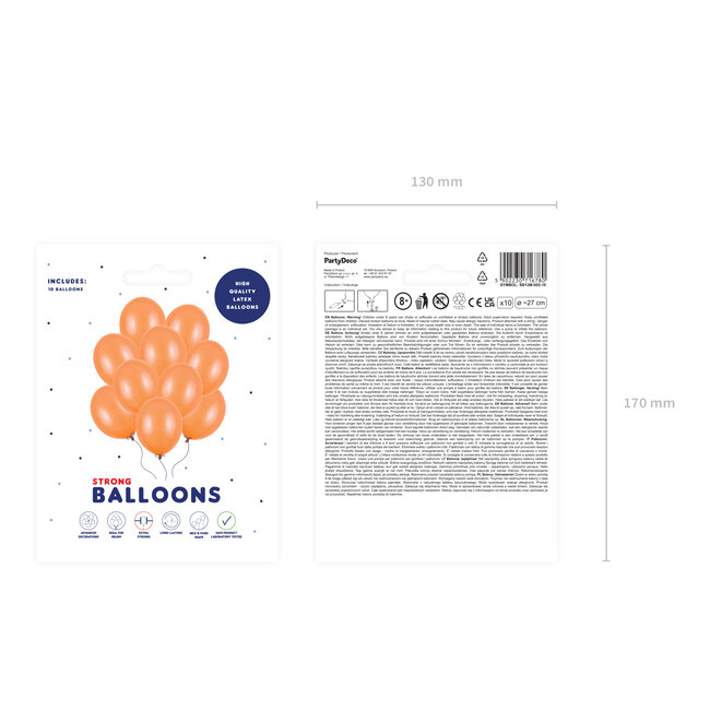10 Ballonnen Metallic Mandarin Orange - 27 cm