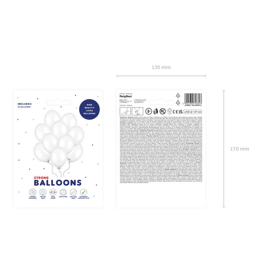 10 Ballonnen Metallic Pure White - 27 cm-2