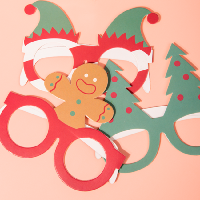 Brillen - Holly Jolly - Papier - 6 stuks