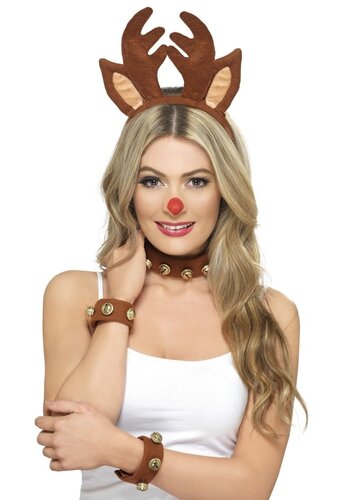 Pin Up Reindeer Kit - Brown - with Headband - Collar & Cuffs 