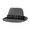 Trilby Hoed 'Happy New Year' Zilverkleurig