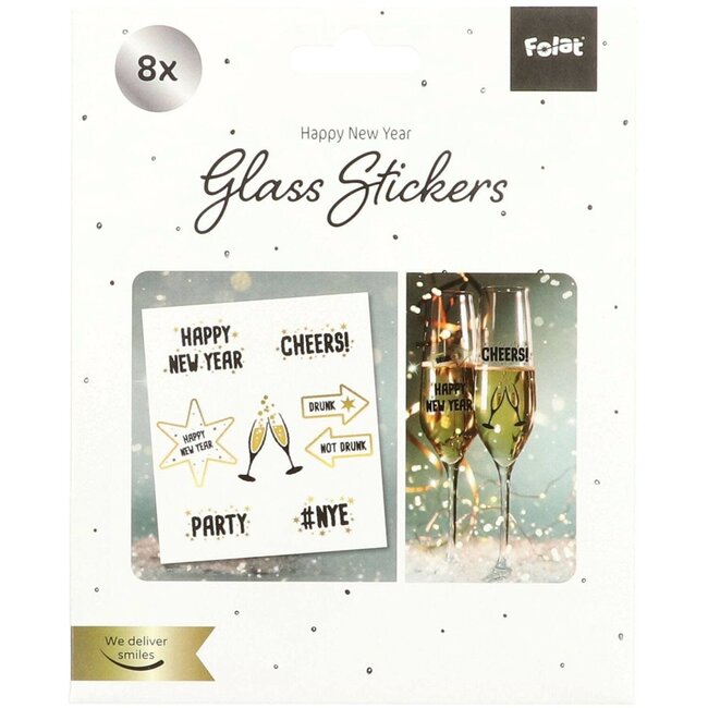 Happy New Year - Stickers Voor Glazen