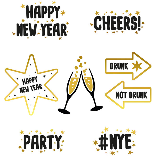 Happy New Year - Stickers Voor Glazen