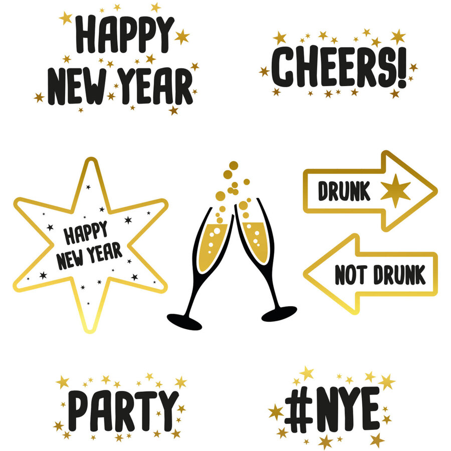 Happy New Year - Stickers Voor Glazen-2