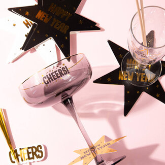 PartyDeco Happy New Year - Stickers Voor Glazen - 8st
