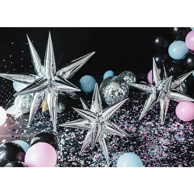 Folieballon Ster 3D - Zilver - 95cm