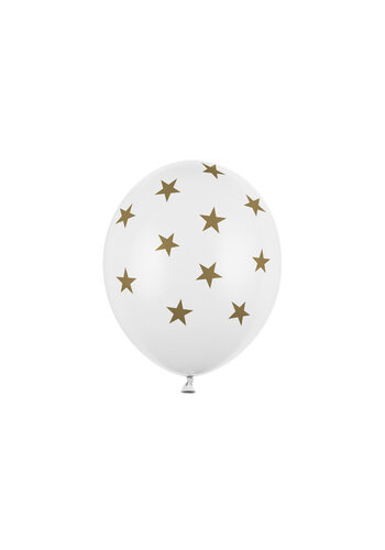 Heliumballon Wit - Gouden Sterren - 30 cm 