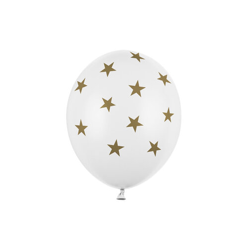 Heliumballon Wit - Gouden Sterren - 30 cm 