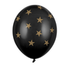Strong Balloons Heliumballon Zwart - Gouden Sterren - 30 cm
