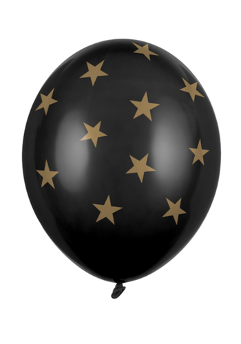 Heliumballon Zwart - Gouden Sterren - 30 cm 