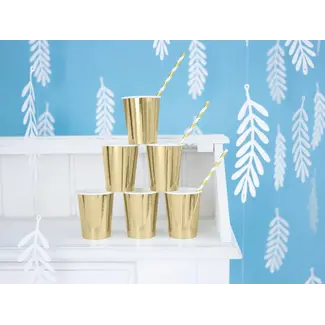 PartyDeco Papieren Rietjes Goud/Wit - 10 stuks - 19,5cm