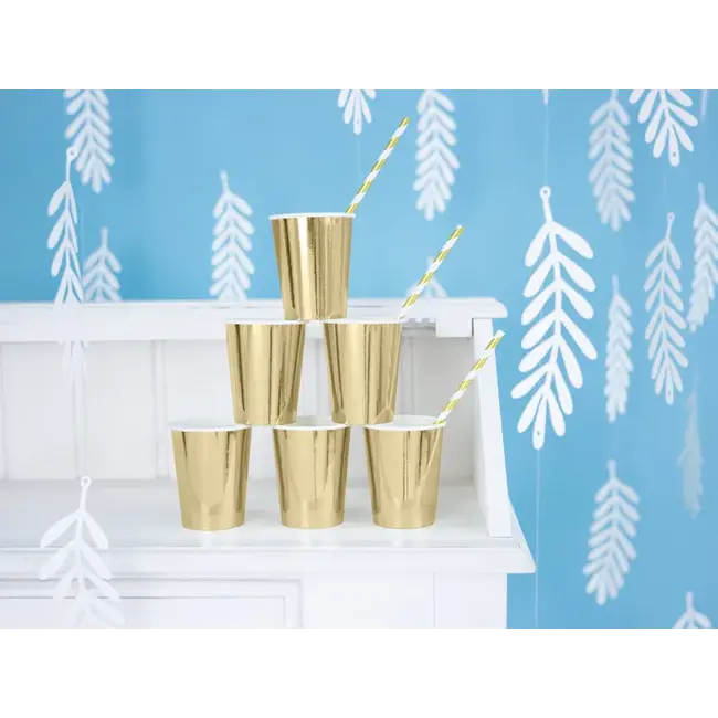 Papieren Rietjes Goud/Wit