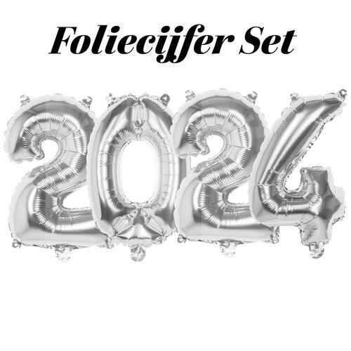 Folie Cijfer Set 2024 - Zilver - 36 cm 