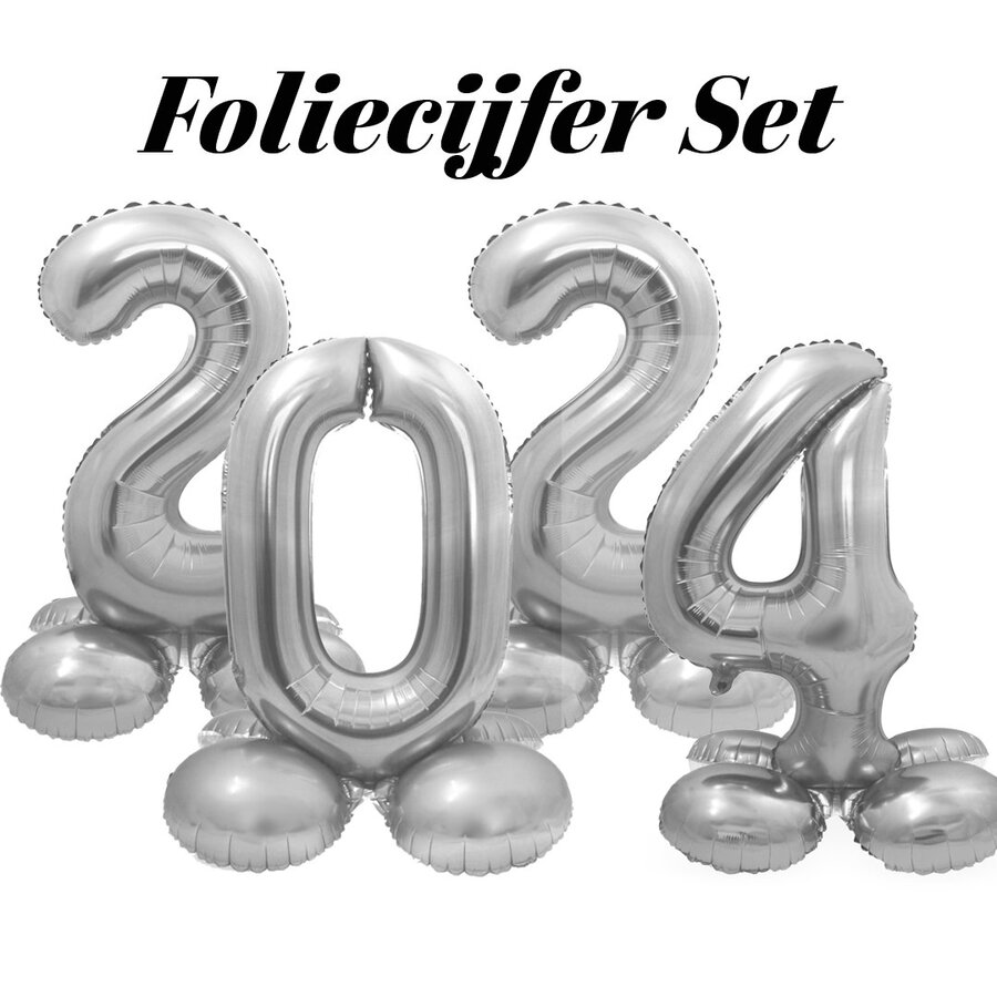 Complete set Folie cijfers 2024 - Zilver - Lucht vulling-1