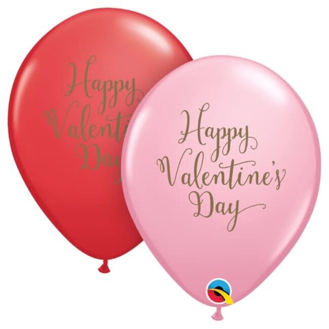 Helium ballon Happy Valentine's Day Gold Script (28cm)
