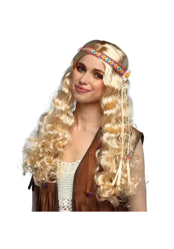 Pruik Hippie met Hoofdband - Blond 