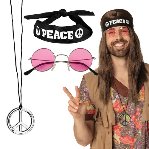 Set Peace - hoofdband, bril & ketting 