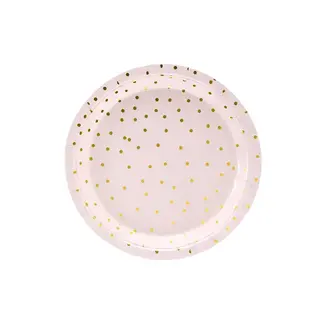PartyDeco Bordjes Roze Dots Gold  - 18cm - 6 stuks