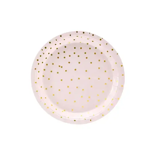 Bordjes Roze Dots Gold  - 18cm - 6 stuks 