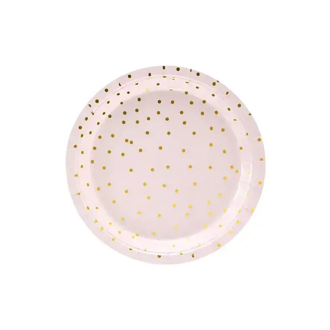 Bordjes Roze Dots Gold  - 18cm - 6 stuks