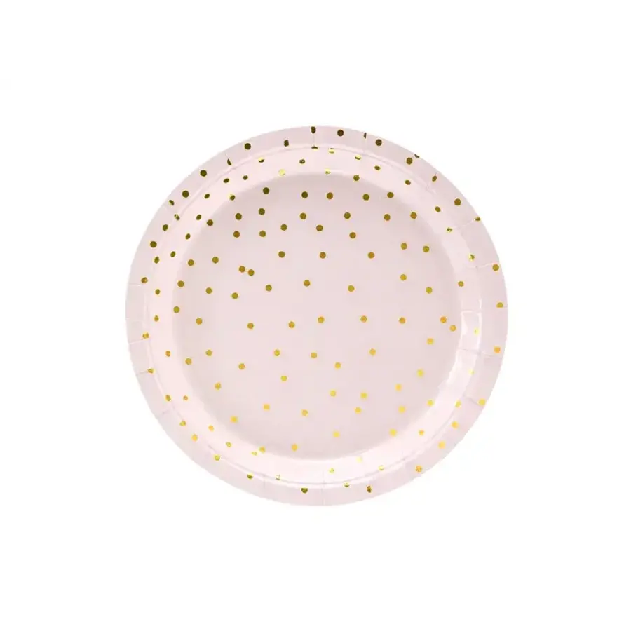 Bordjes Roze Dots Gold  - 18cm - 6 stuks-1