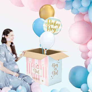 PartyDeco Gender Reveal Doos met Ballonnen