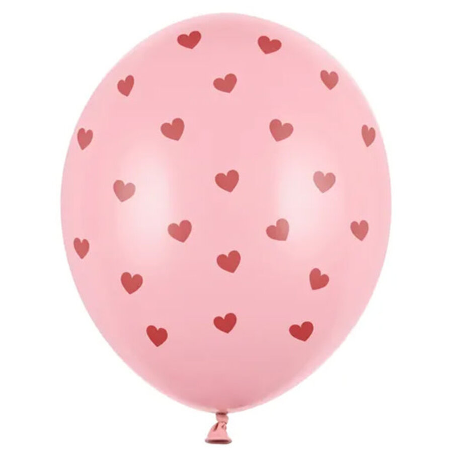 Helium Ballon Roze met Rode Hartjes-1