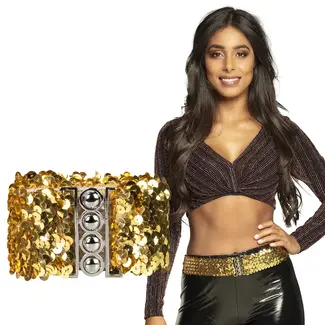 Boland Riem Pailletten Goud (60-110 cm stretch x 5 cm)