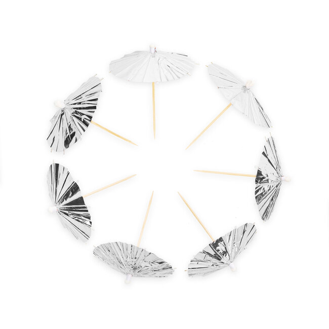 Prikkers Parasol Metallic Zilver - 10 stuks