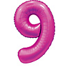 Globos Folieballon Cijfer 9 Satijn Hot Pink