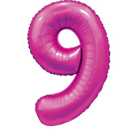 Folieballon Cijfer 9 Satijn Hot Pink