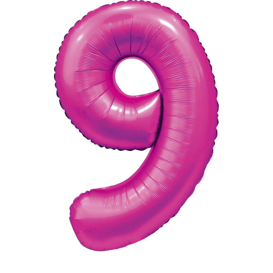 Folieballon Cijfer 9 Satijn Hot Pink-1