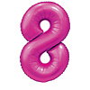 Globos Folieballon Cijfer 8 Satijn Hot Pink