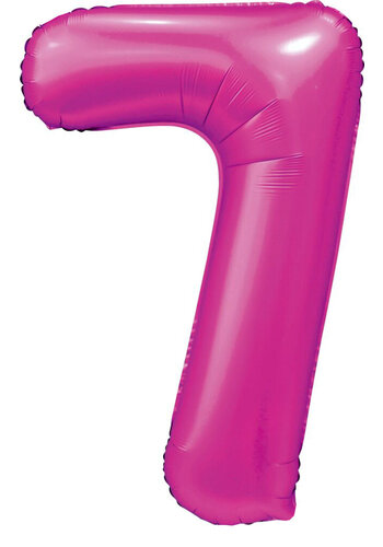 Folieballon Cijfer 7 Satijn Hot Pink - 86cm 