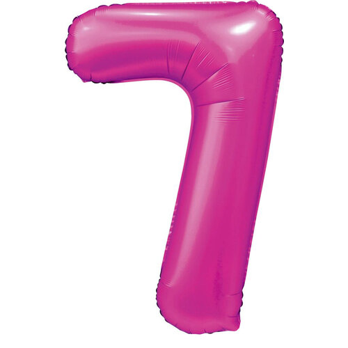 Folieballon Cijfer 7 Satijn Hot Pink - 86cm 