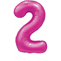 Folieballon Cijfer 2 Satijn Hot Pink