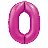 Folieballon Cijfer 0 Satijn Hot Pink - 86cm